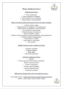 menu okolicznościowe z kolacją restauracja Tobiasz